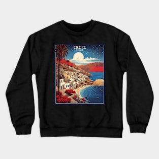 Crete Beach Greece Starry Night Tourism Vintage Poster Crewneck Sweatshirt